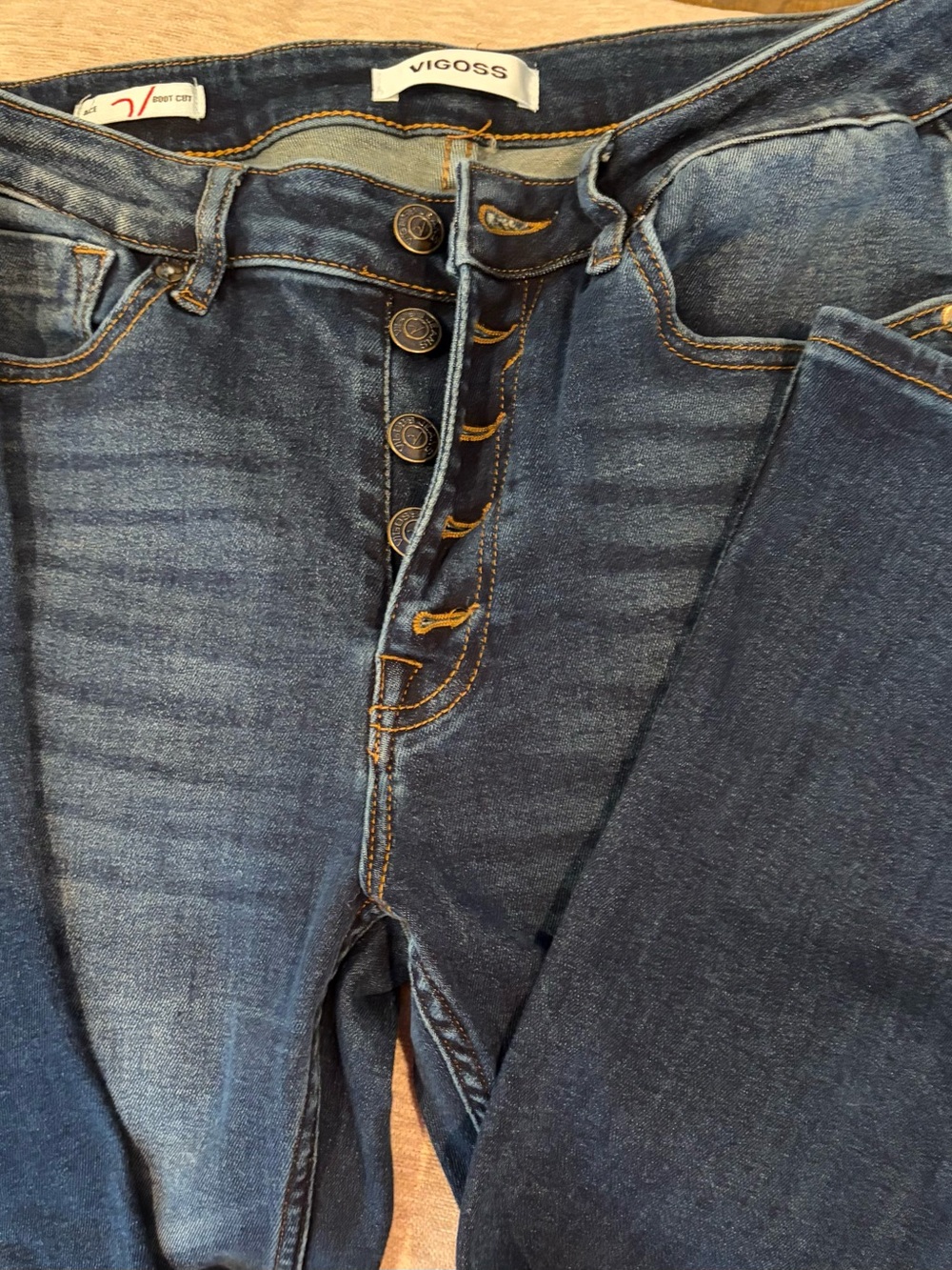 Vigoss High-Rise Button-Fly Indigo Blue Jeans
